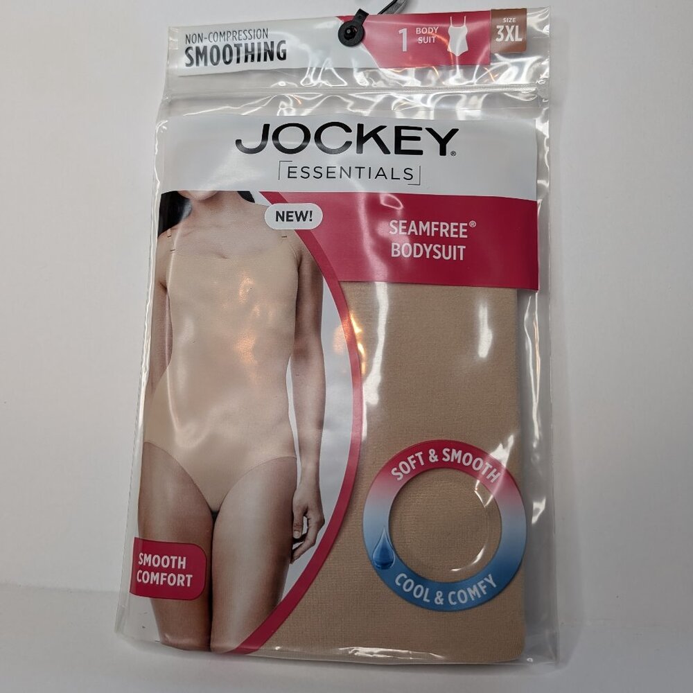 Jockey Essentials Seam Free Brief Bodysuit NUDE Size 3XL
